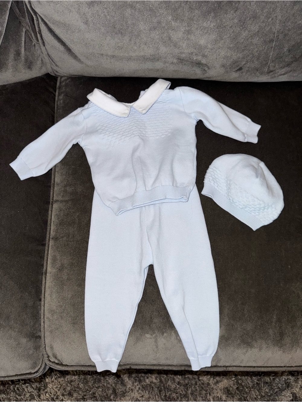 Feltman Bros Baby Knit Matching Set with Hat - Light Blue